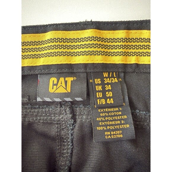 Caterpillar Work Pants Mens 34x34 Black Utility Cargo CAT Trademark C172 Pants - Picture 7 of 15